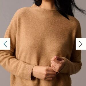 Pilcro Anthropologie Alani Tan Mockneck cashmere  Sweater